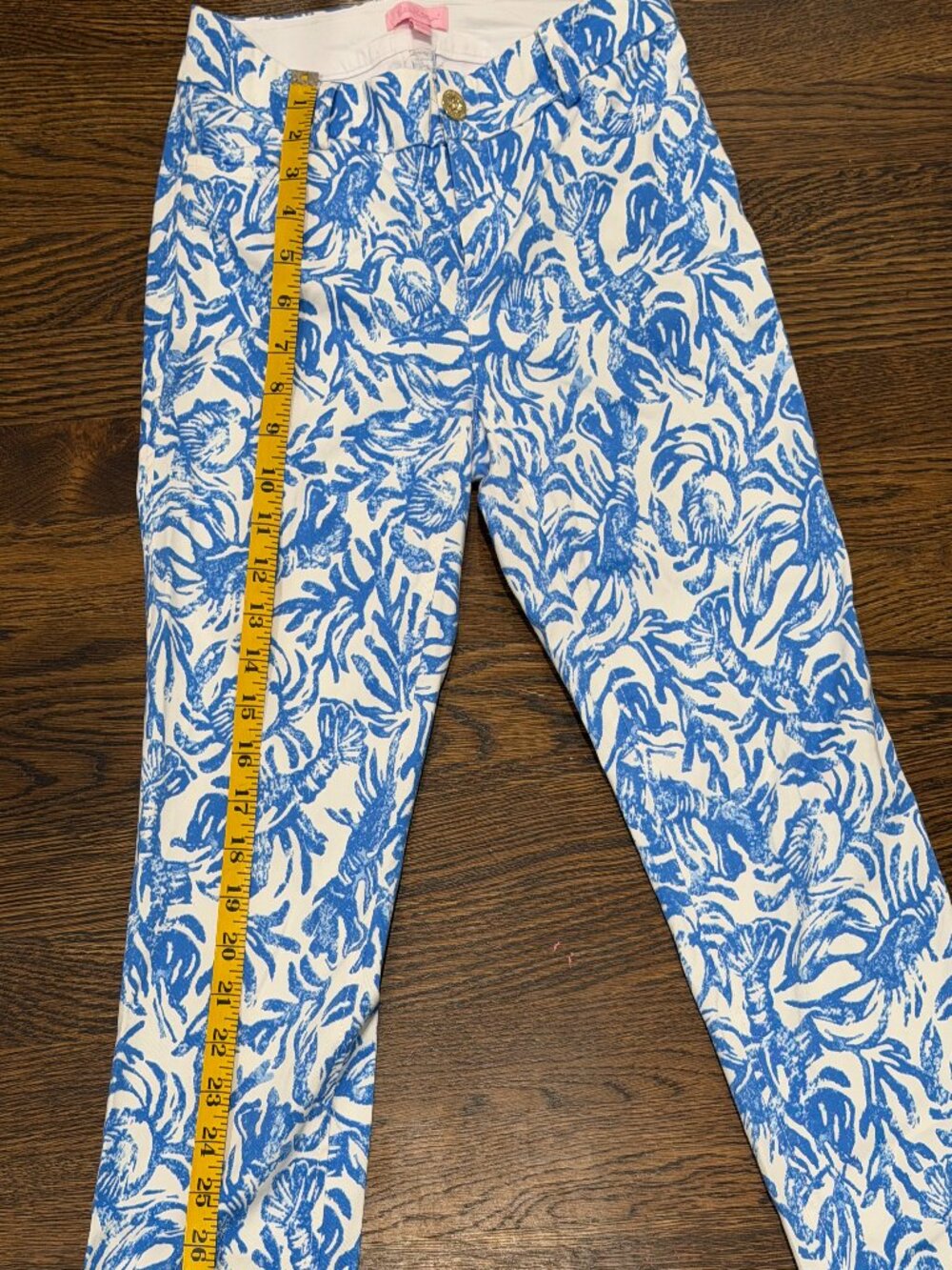 Lilly Pulitzer Blue White Lobster Crab Nautical Nantucket Print Pants Size 2 - Picture 6 of 6